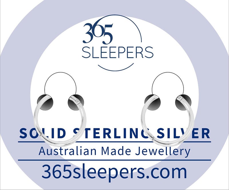 365 SLEEPERS Sterling Silver 8mm - 12mm Hinged Hoop Nose Helix Tragus Lip Ear Septum Ring Sleeper Earrings - Hand Made In Australia - Nickel Free Hypoallergenic (8mm) - Image 2